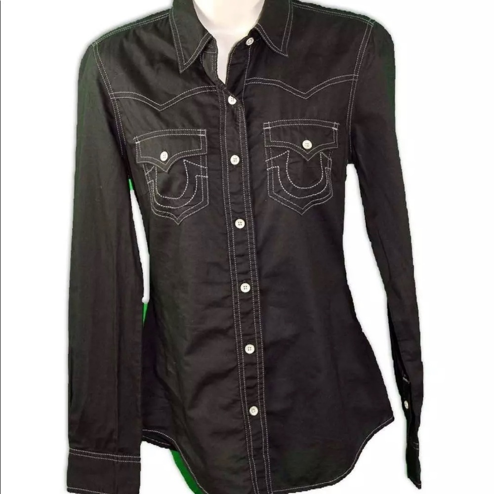 TRUE RELIGION BLACK western wear Pearl snaps